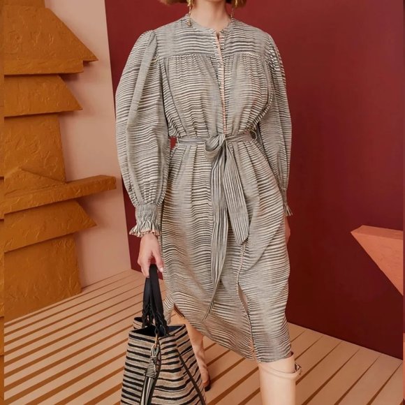 Ulla Johnson Fiora Dress in Okapi  - Grey beige warm tones Midi Size 2 NWT - Picture 1 of 11